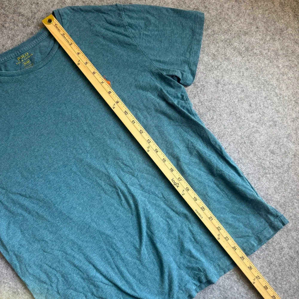 Polo Ralph Lauren T Shirt Mens Medium M Teal Blue Heather Orange Pony Logo Tee